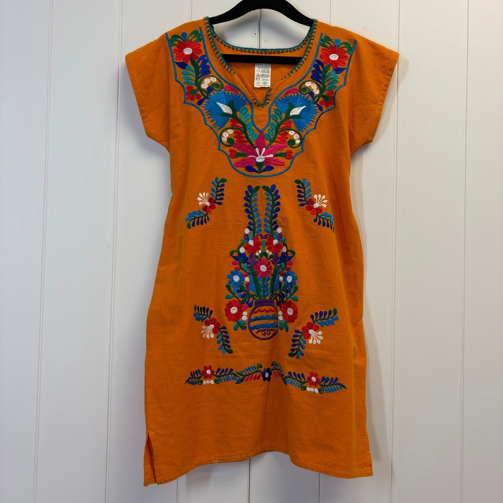 Unbranded Mexican Folk Embroidered Dress Kids Size 4 Summer Traditional Fiesta